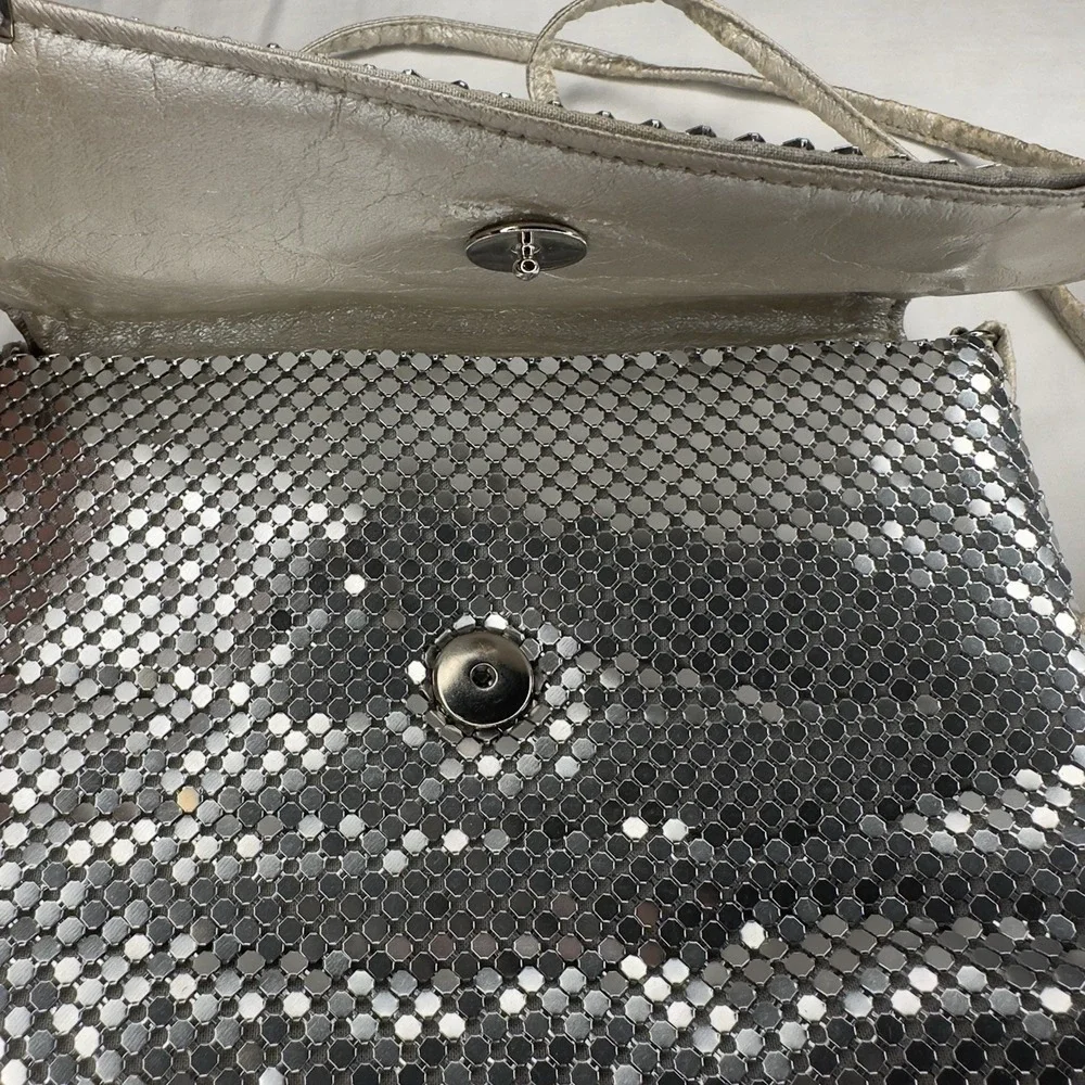 Silver Mesh Chainmail Clutch Shoulder Bag Evening Party Purse‎